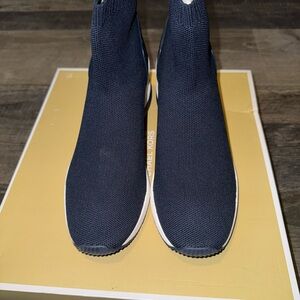 Michael Kors Dark Blue Knit High-Top Sneakers